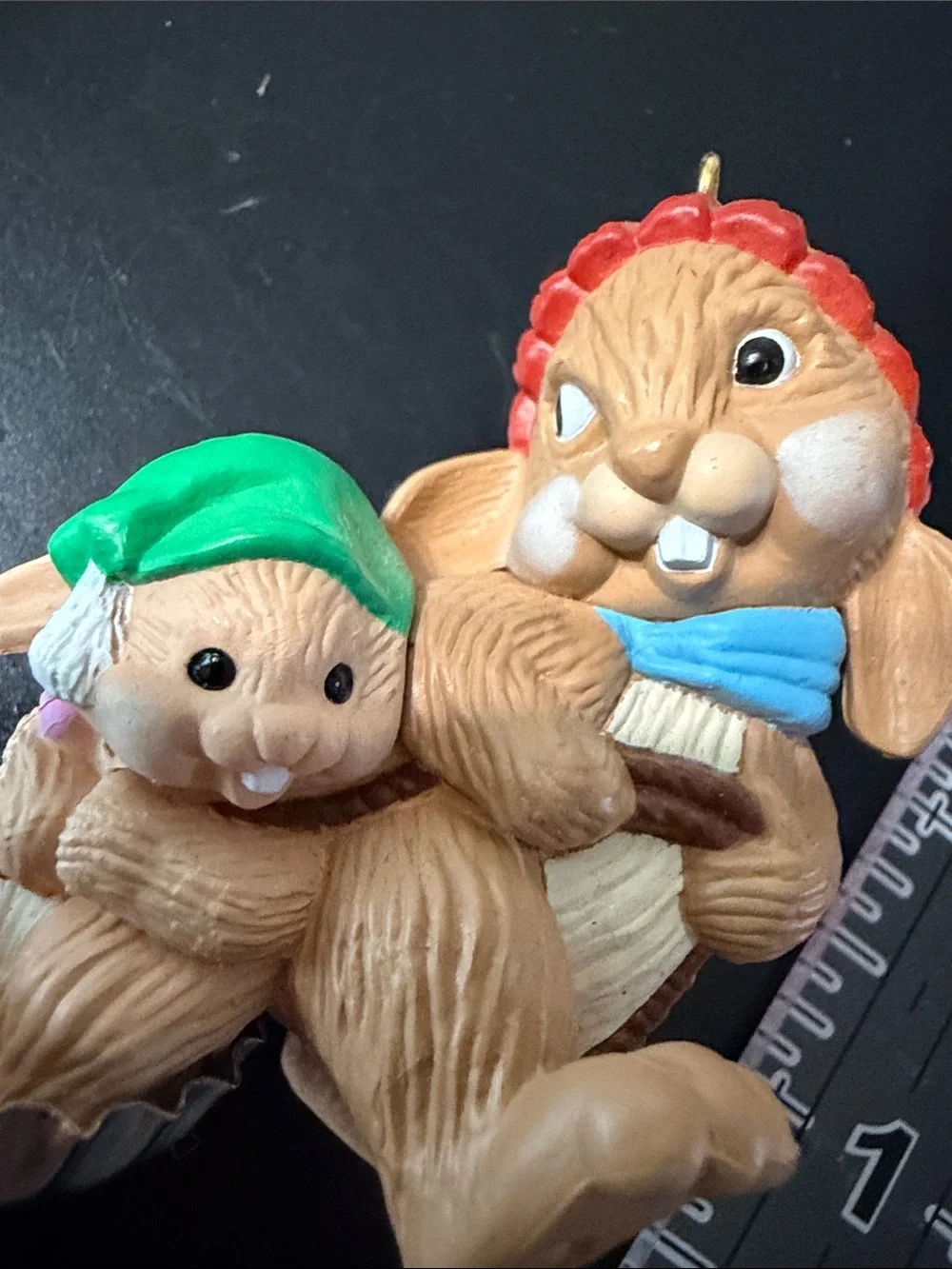 Vintage 1985 Hallmark Keepsake “Bottle Cap Fun Bunny” Pair Ornament